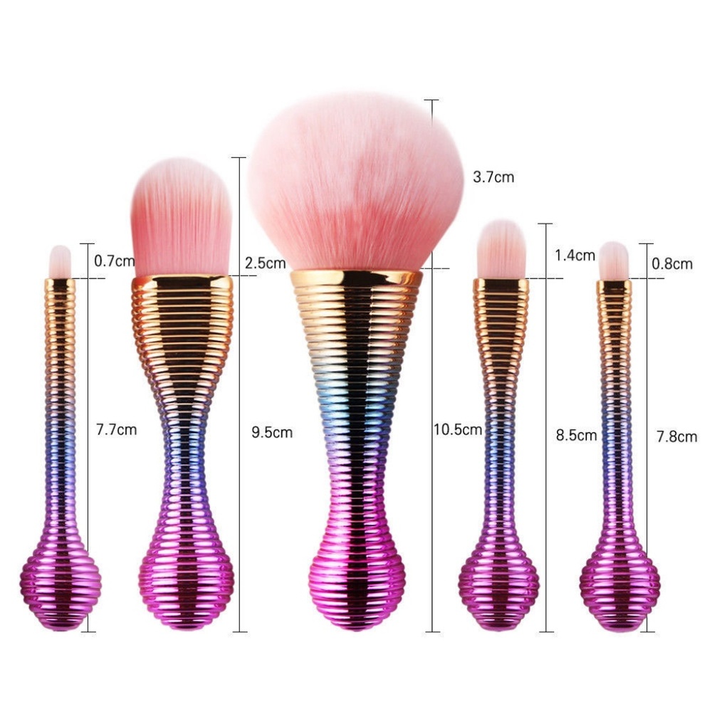 5 Metallic Multi-Colored Ombre Travel Brush Set - Picture 4 of 5